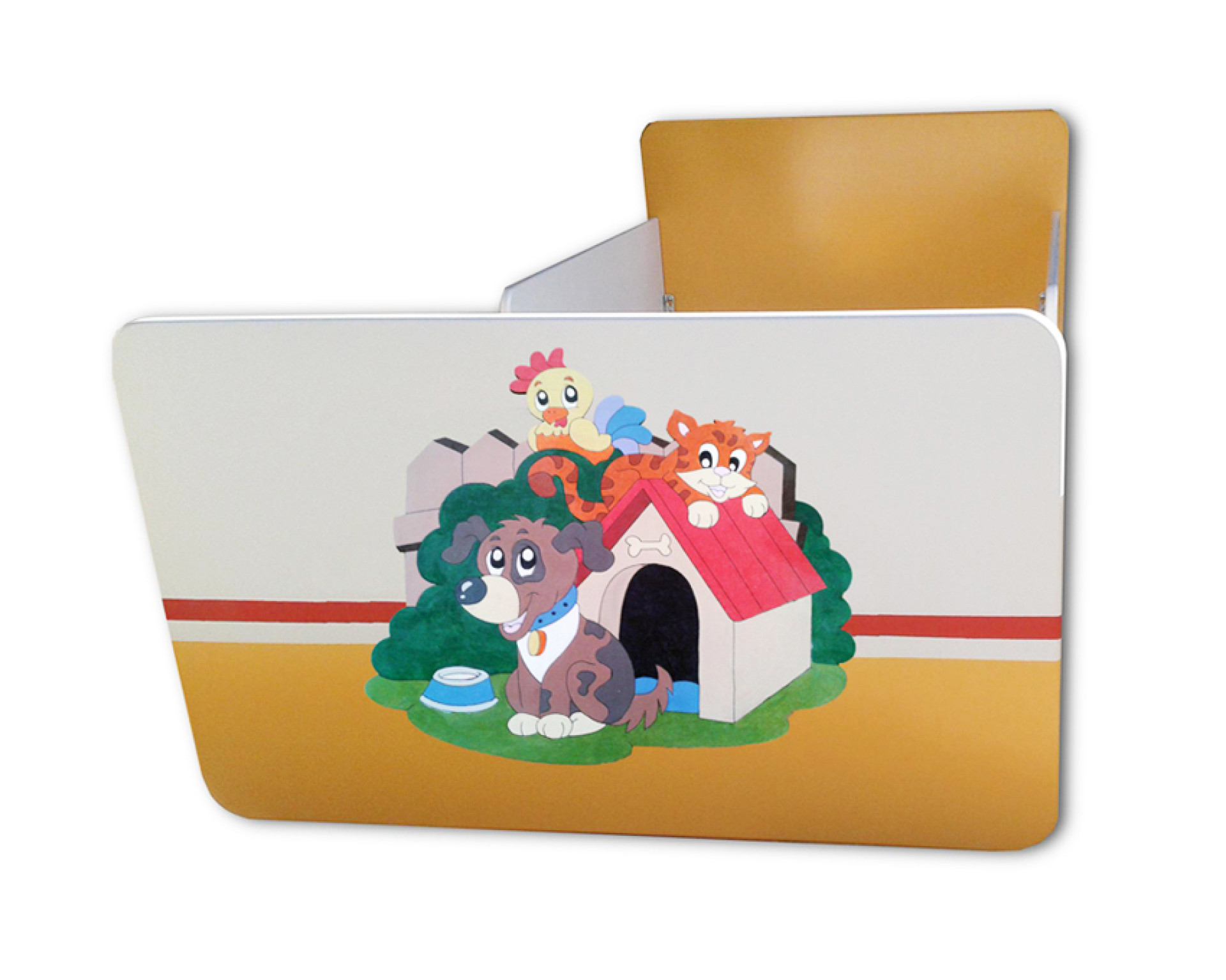 Otroška postelja ŽIVALI (oranžna-bež)