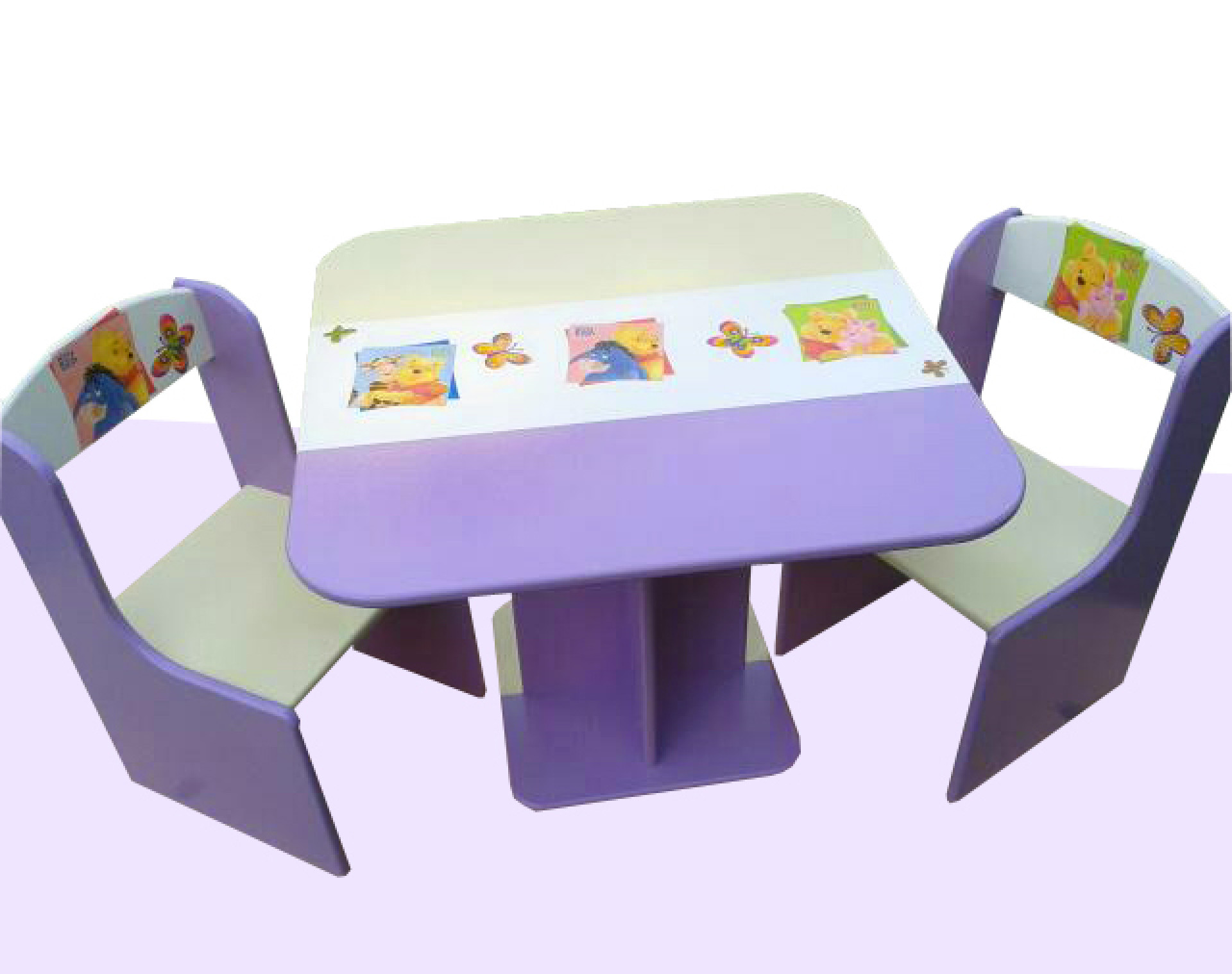 Otroška mizica in stolčka Medvedek Pu (vijolična-bež)
