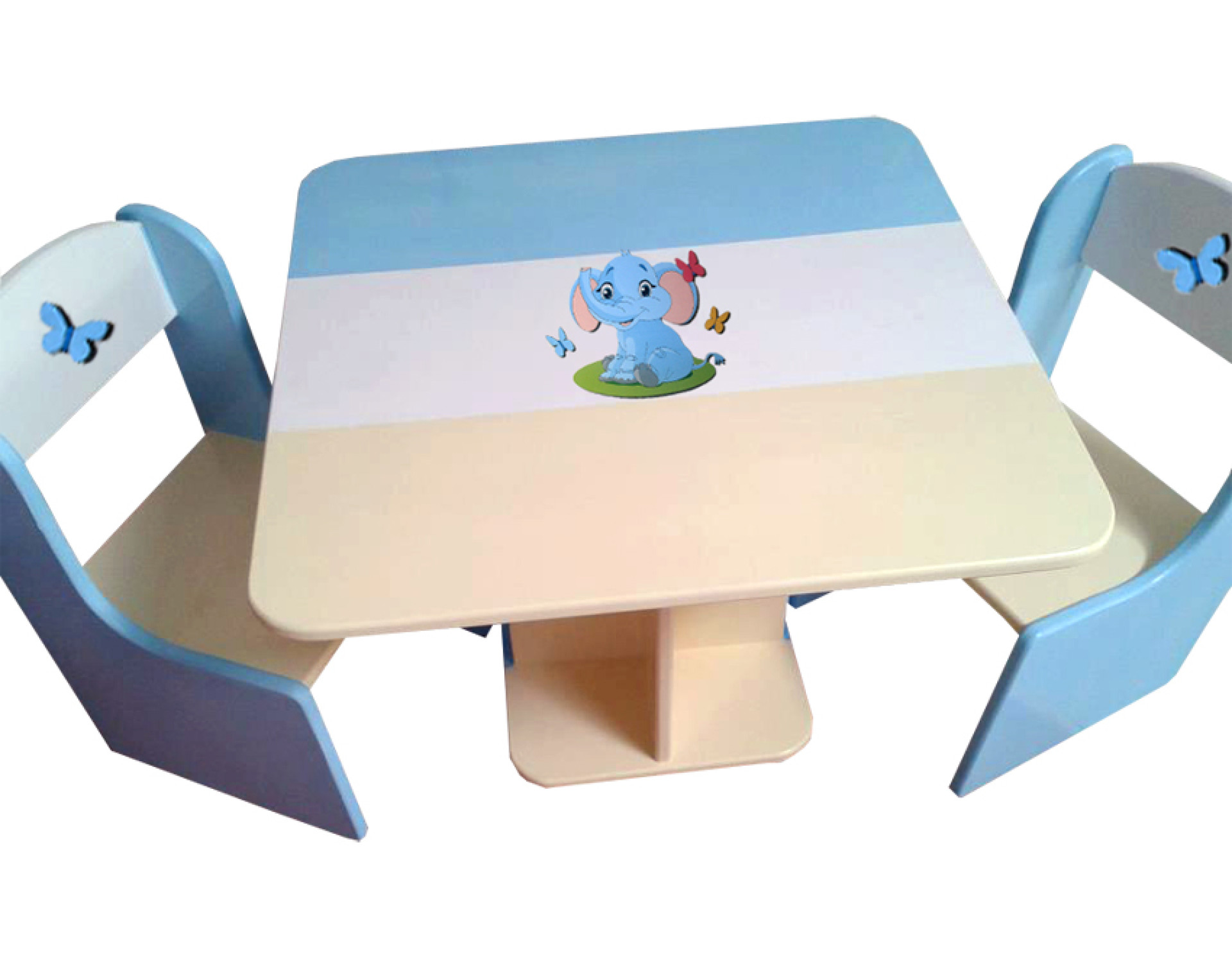 Otroška mizica in stolčka SLONČEK (modra-bež)