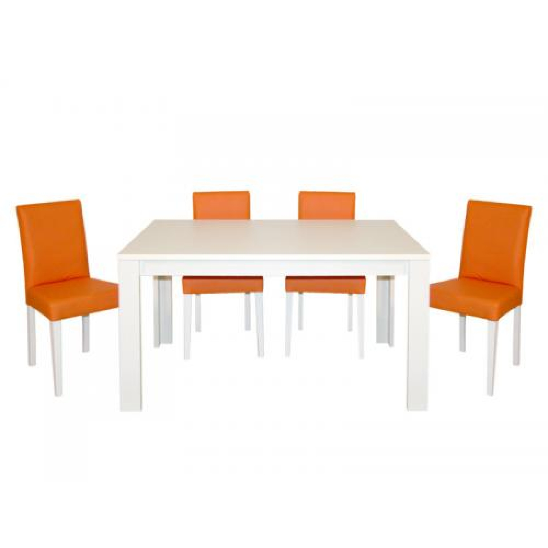 Jedilnica KIRA belo-oranžna (4 stoli + raztegljiva miza)