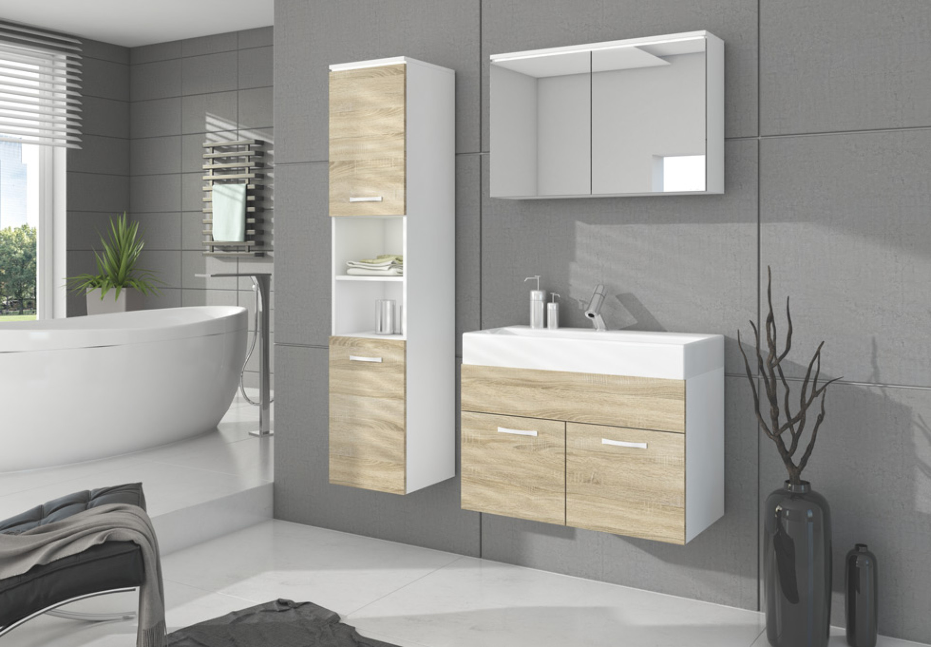 Kopalniški blok BONITO (bela/sonoma)