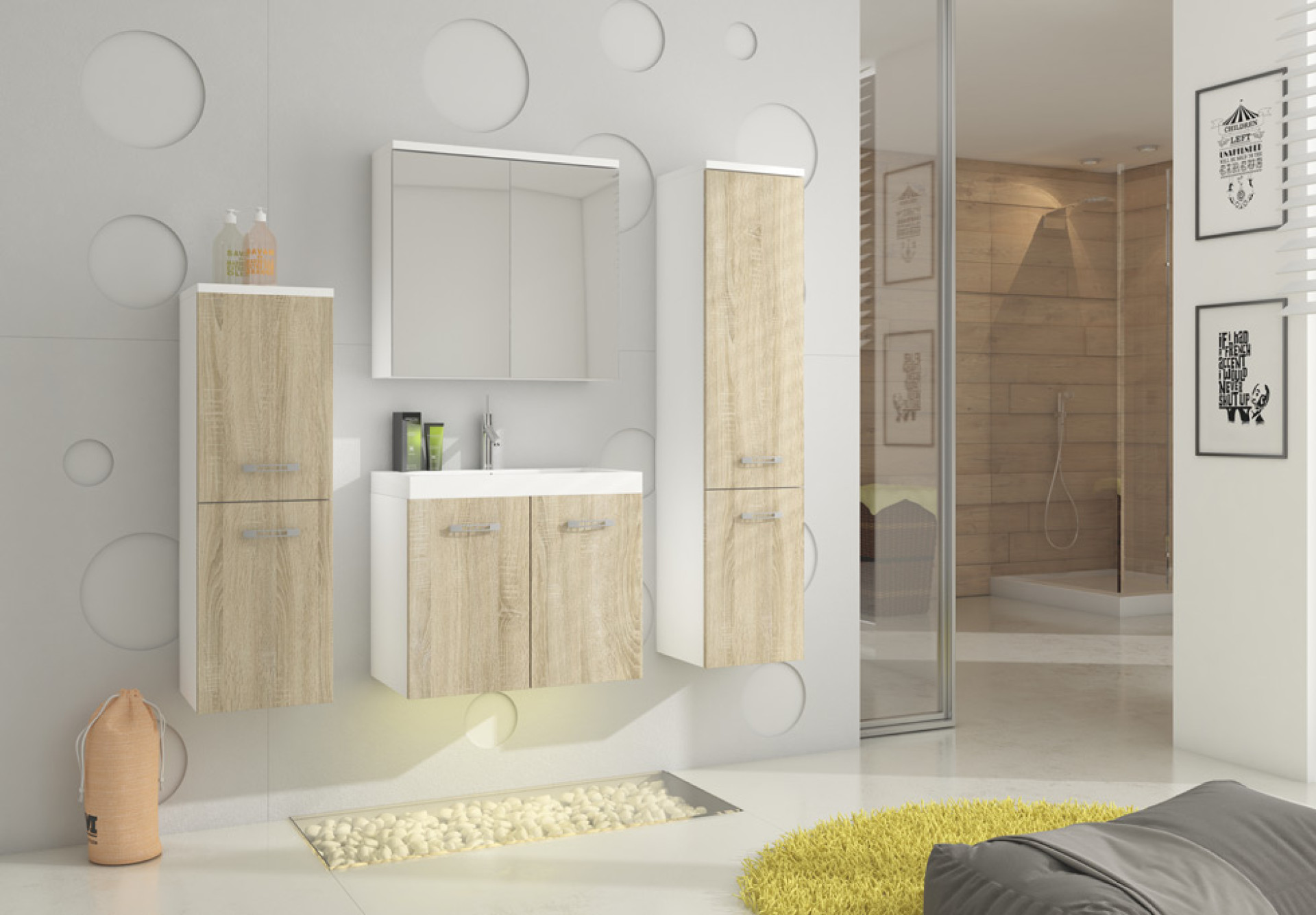 Kopalniški blok MONTANA - bela/sonoma hrast