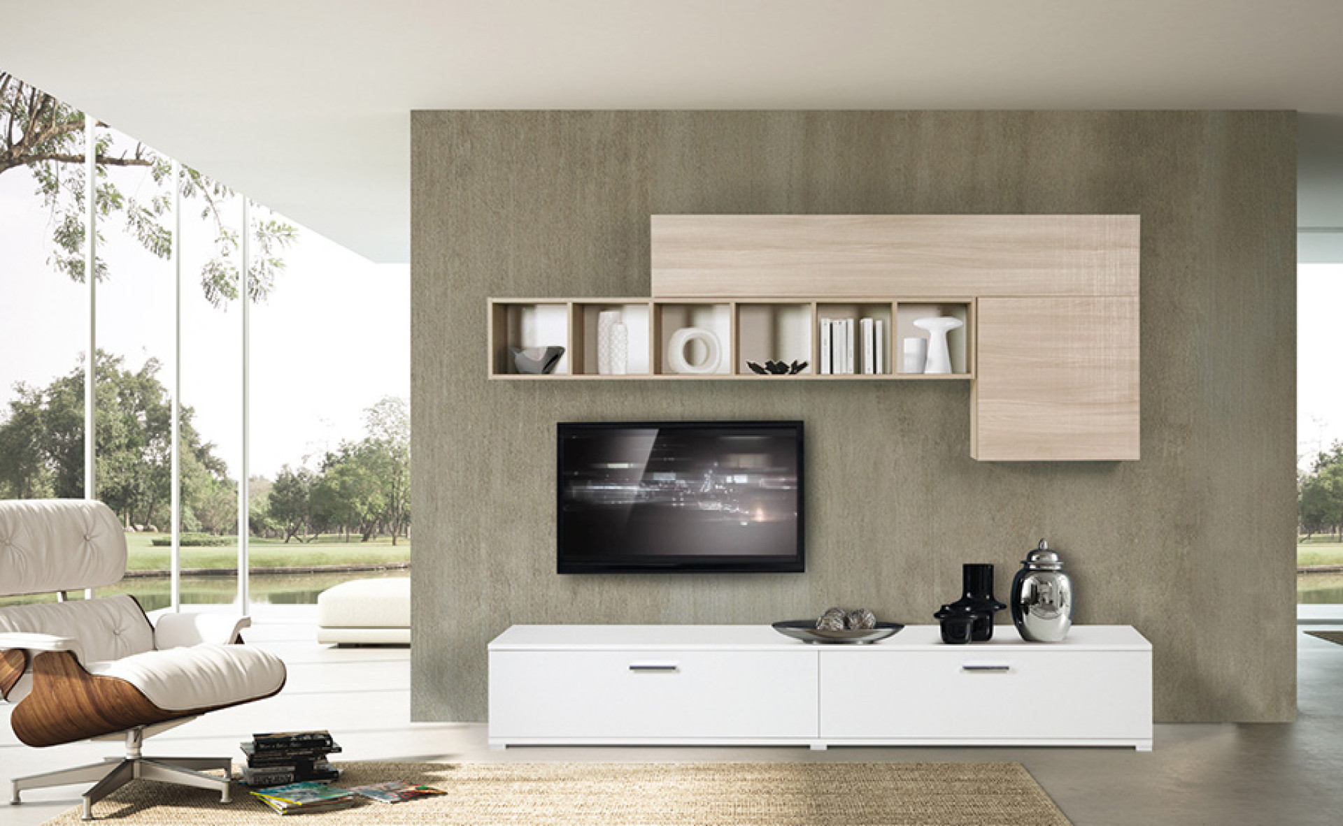 Dnevni regal LEONARDO - sonoma hrast/bela