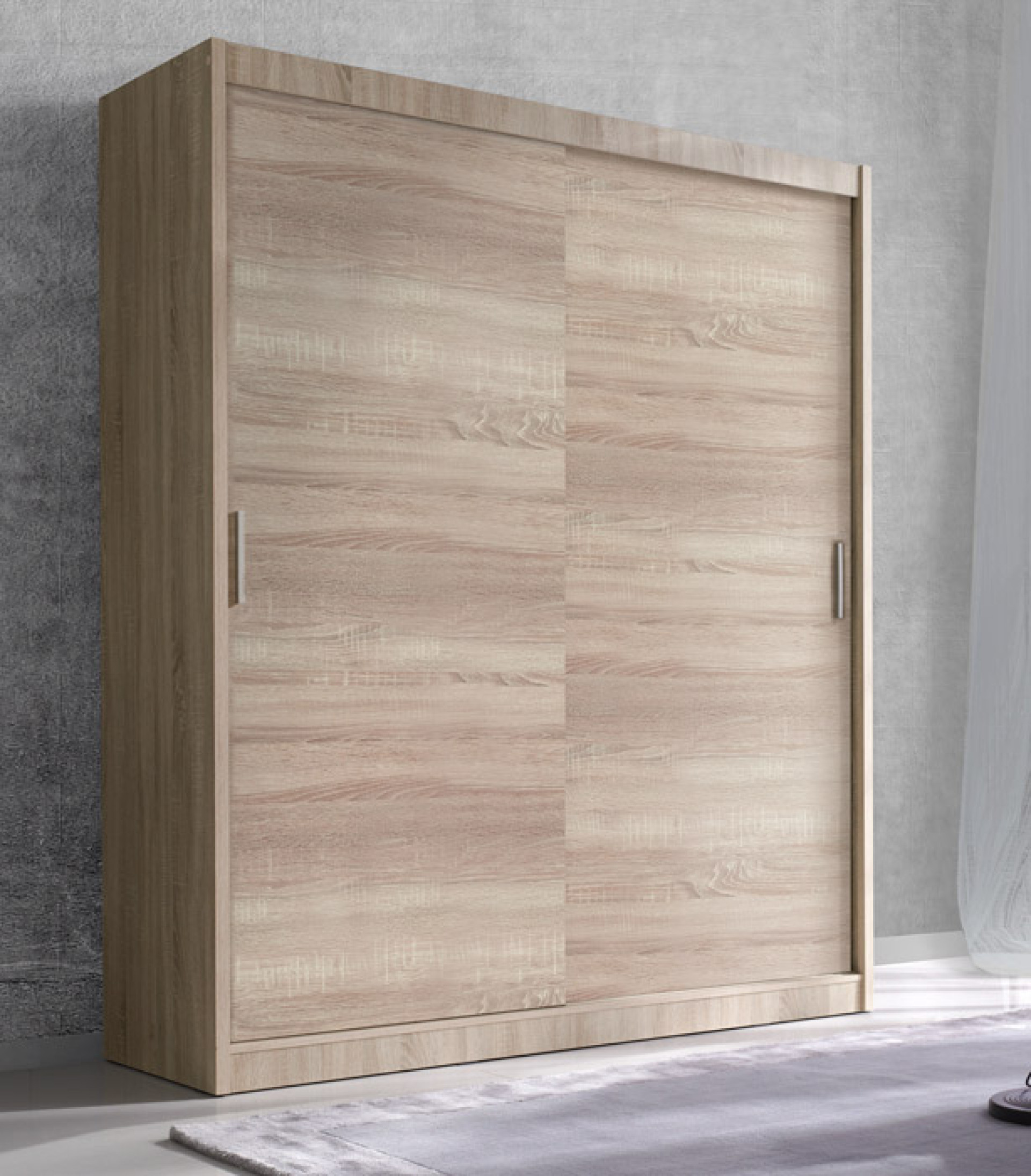 Garderobna omara z drsnimi vrati Alfa (svetla sonoma hrast) - 150 cm - AKCIJA