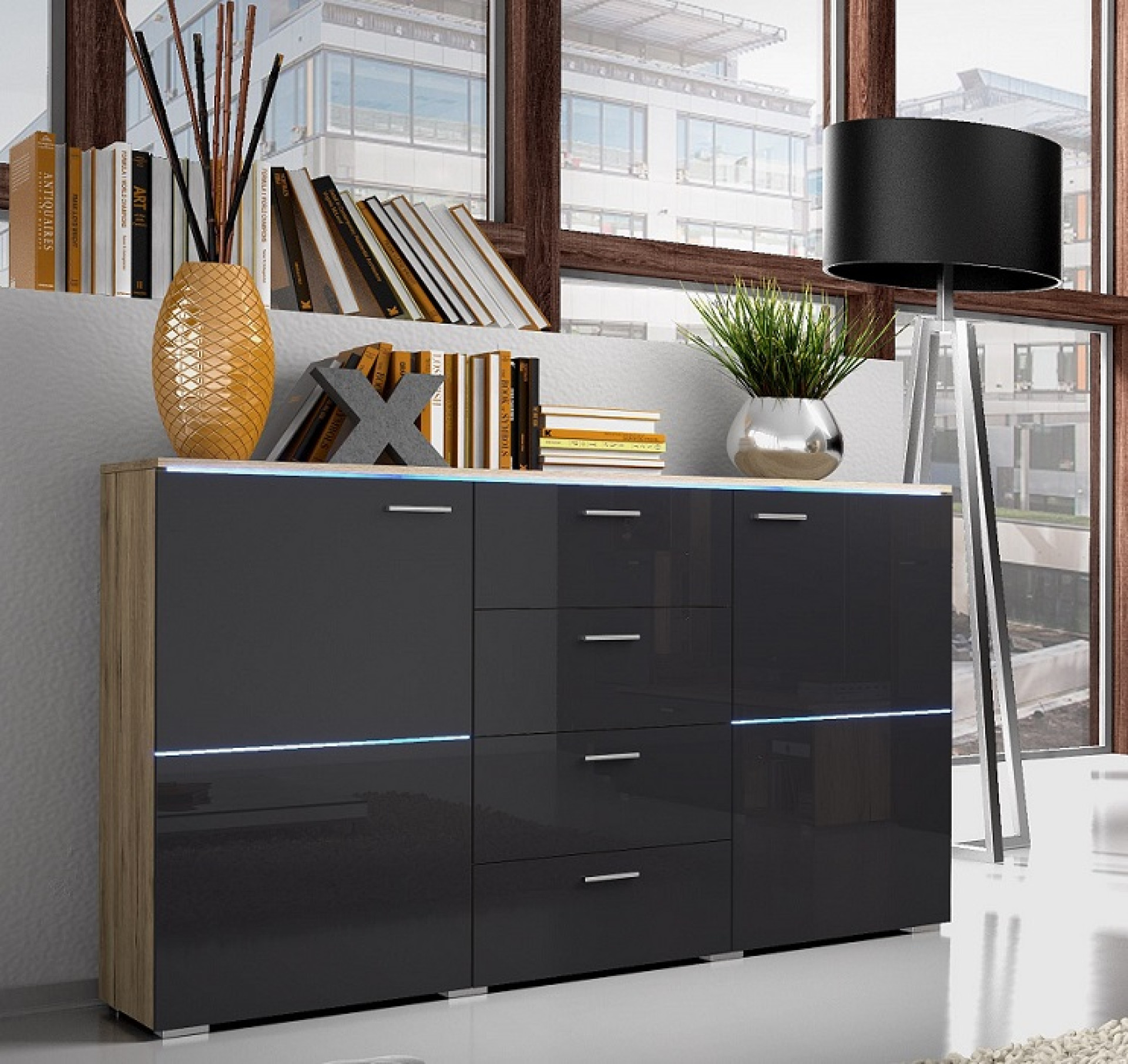 Komoda Anton (hrast, antracit)