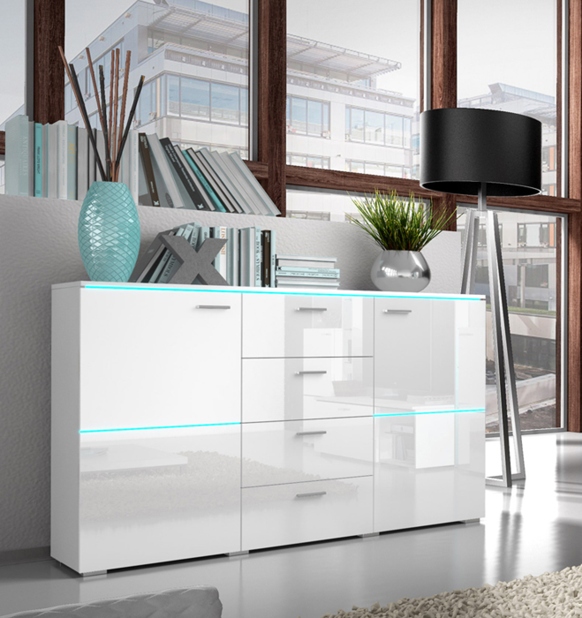 Komoda Anton (bela, visoki sijaj)