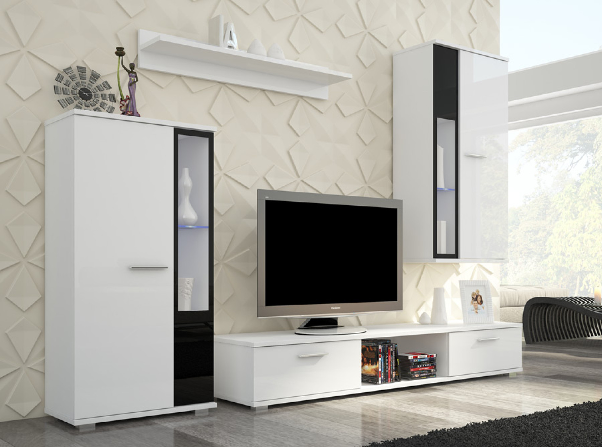 Dnevna soba LEON (bela, visoki sijaj)