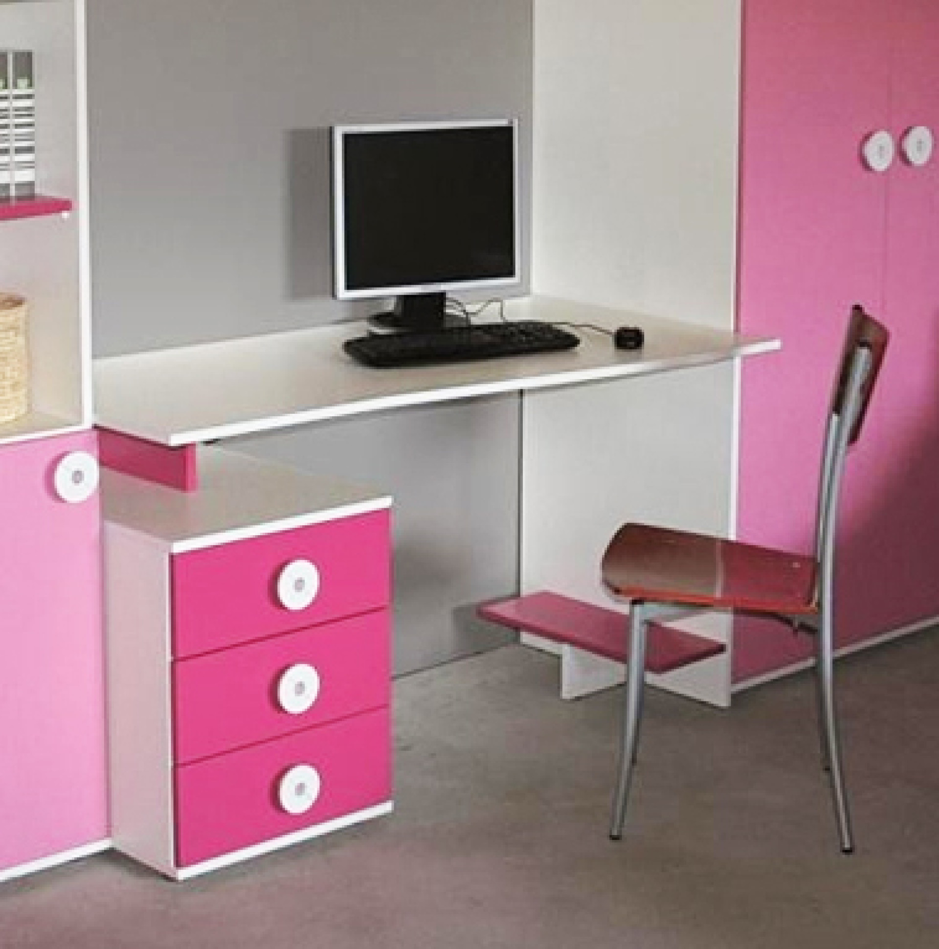 Pisalna miza s predalnikom - roza