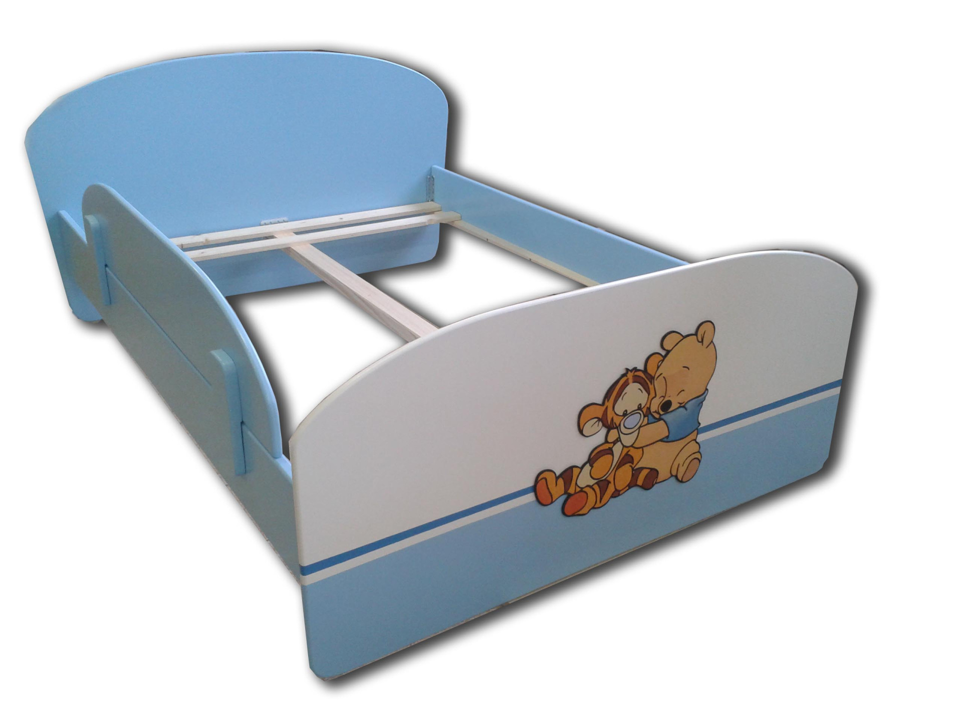Otroška posteljica MEDVEDEK PU S TIGRČKOM (belo-modra)
