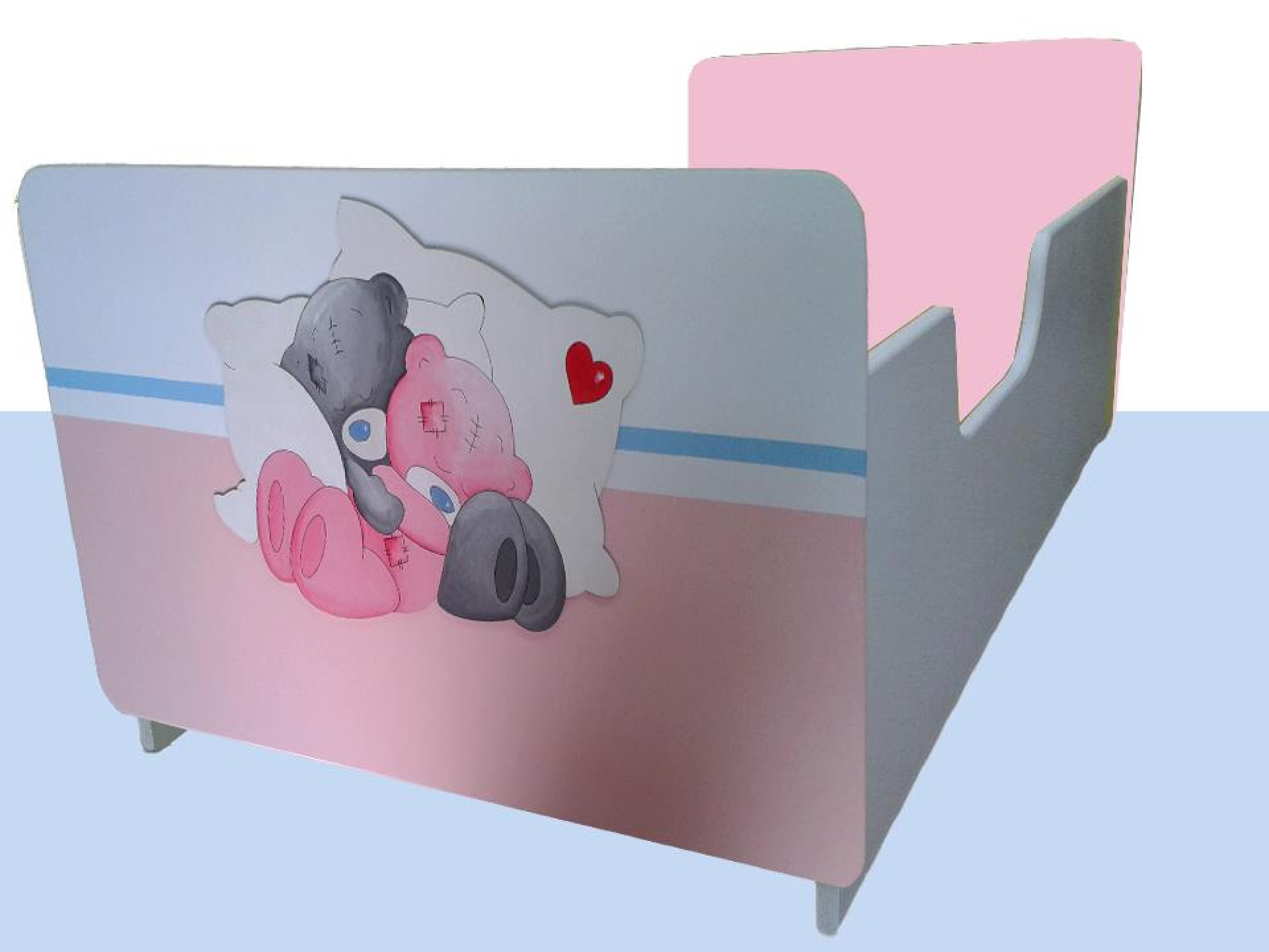 Otroška posteljica MEDVEDKA (belo-roza)