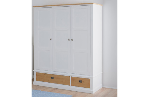 Garderobna omara BROAD S TIHIM ZAPIRANJEM - BELA + NATUR