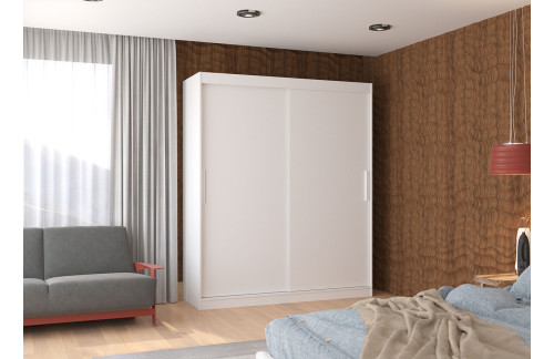 Garderobna omara z drsnimi vrati Lincoln (180 cm)-Bela