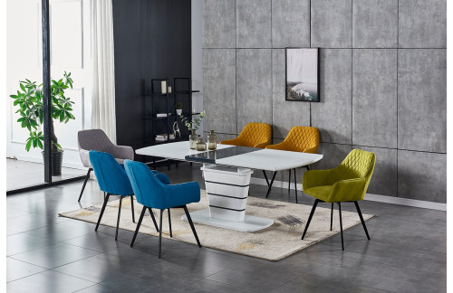 RAZTEGLJIVA JEDILNA MIZA ROXY - BELA+SIVA