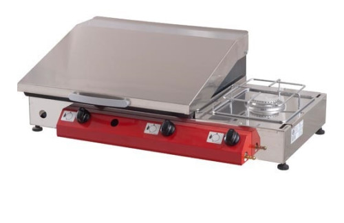 Namizni plinski žar Gorenc, 80 x 40, Fe 5 mm plošča, dva gorilnika, kuhalnik, RF pokrov
