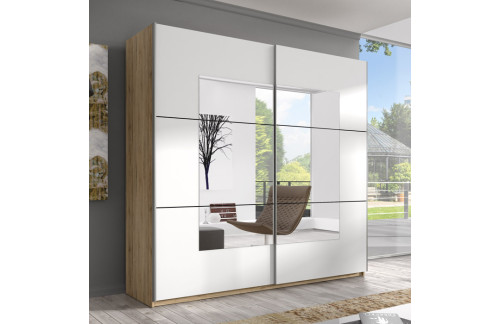 Omara z drsnimi vrati in ogledalom Beta (svetla San Remo-bela)