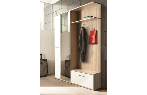 Predsoba MONDIAL - sonoma hrast / bela, visoki sijaj