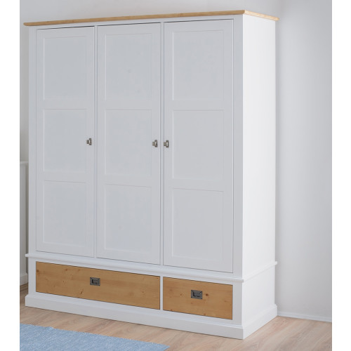 Garderobna omara BROAD S TIHIM ZAPIRANJEM - BELA + NATUR