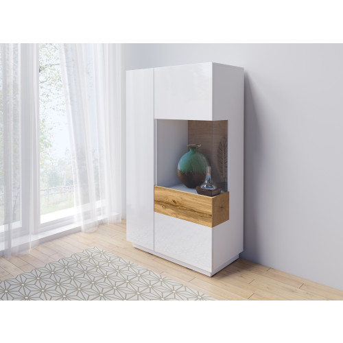 NIZKA VITRINA STOCKHOLM BELA/HRAST