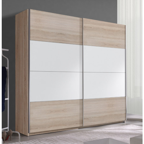 Garderobna omara z drsnimi vrati Beta (sonoma hrast-bela)