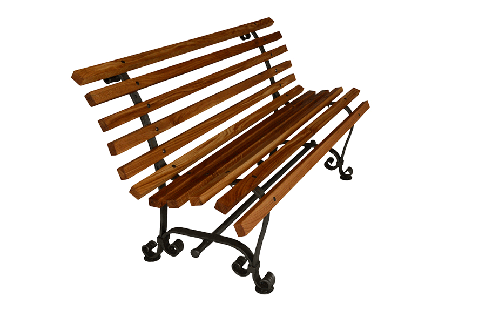 Ročno kovana klop z naslonom iz hrastovih letev 150x69cm