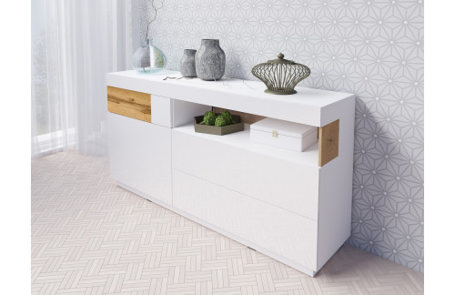 ELEGANTNA KOMODA STOCKHOLM 169CM BELA/HRAST