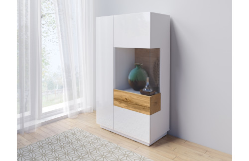 NIZKA VITRINA STOCKHOLM BELA/HRAST